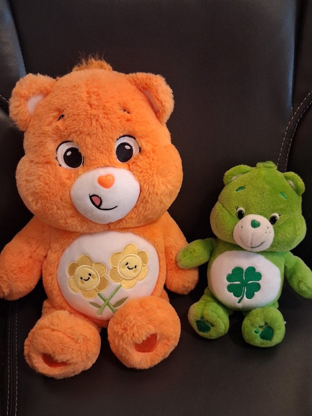 Lot of 2 Care Bears 8" Green Lucky 2015 & 12" Orange Friendship 2021 Plush